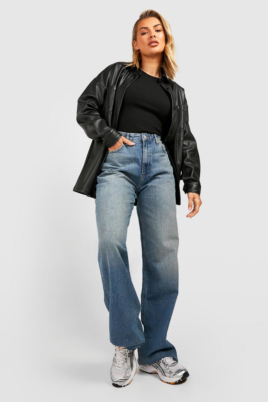 Mid blue High Waisted Wide Fit Jeans